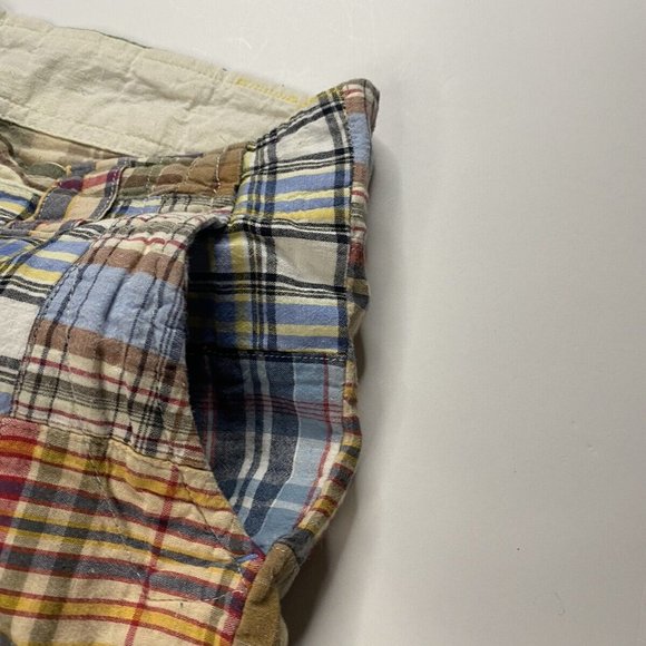Khaki Men’s Madras Plaid Patchwork Chino Shorts Multicolor Size W 32 - Picture 3 of 7